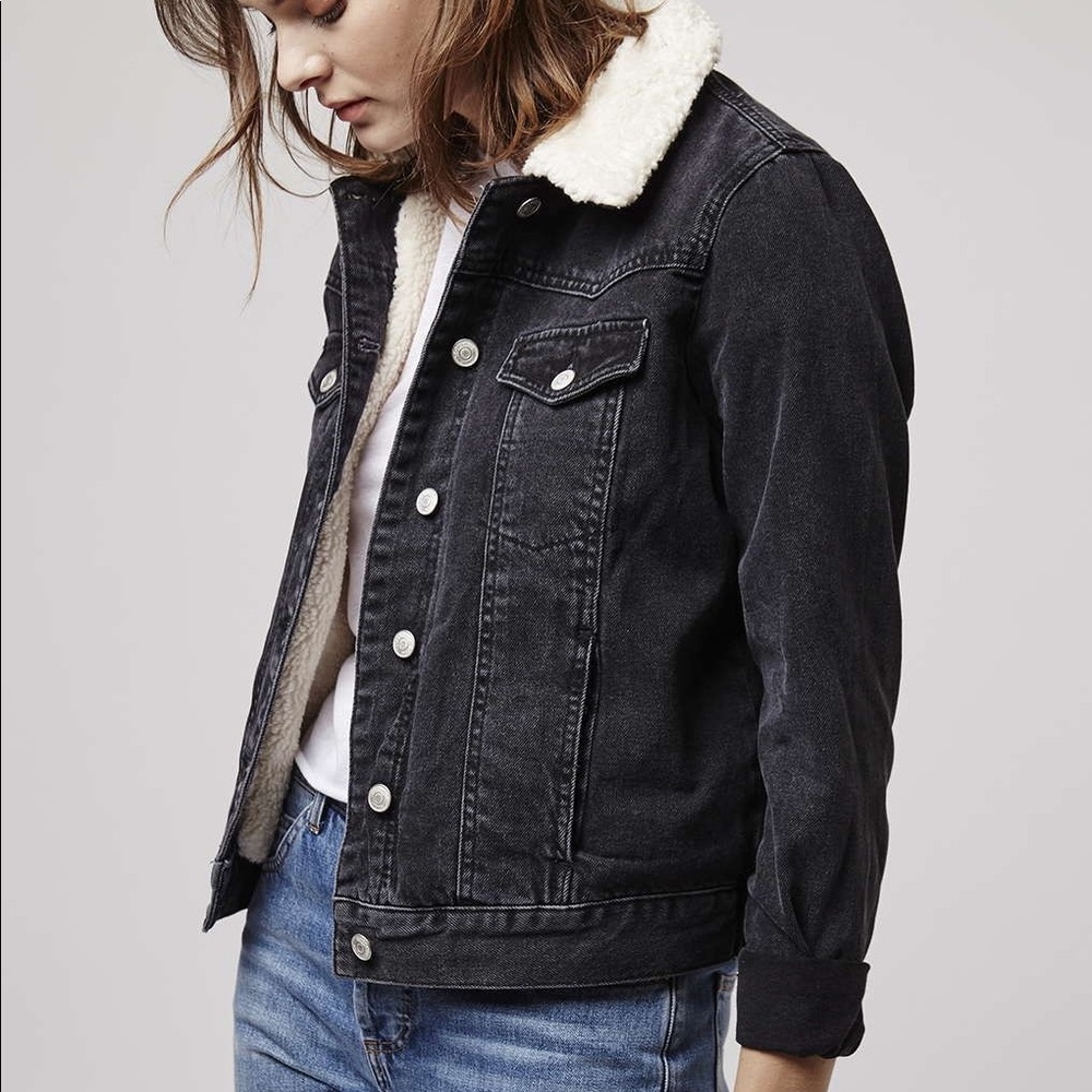 SOLD Topshop denim sherpa jacket